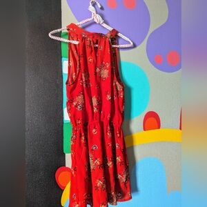 Floral Red Halter Jumpsuit